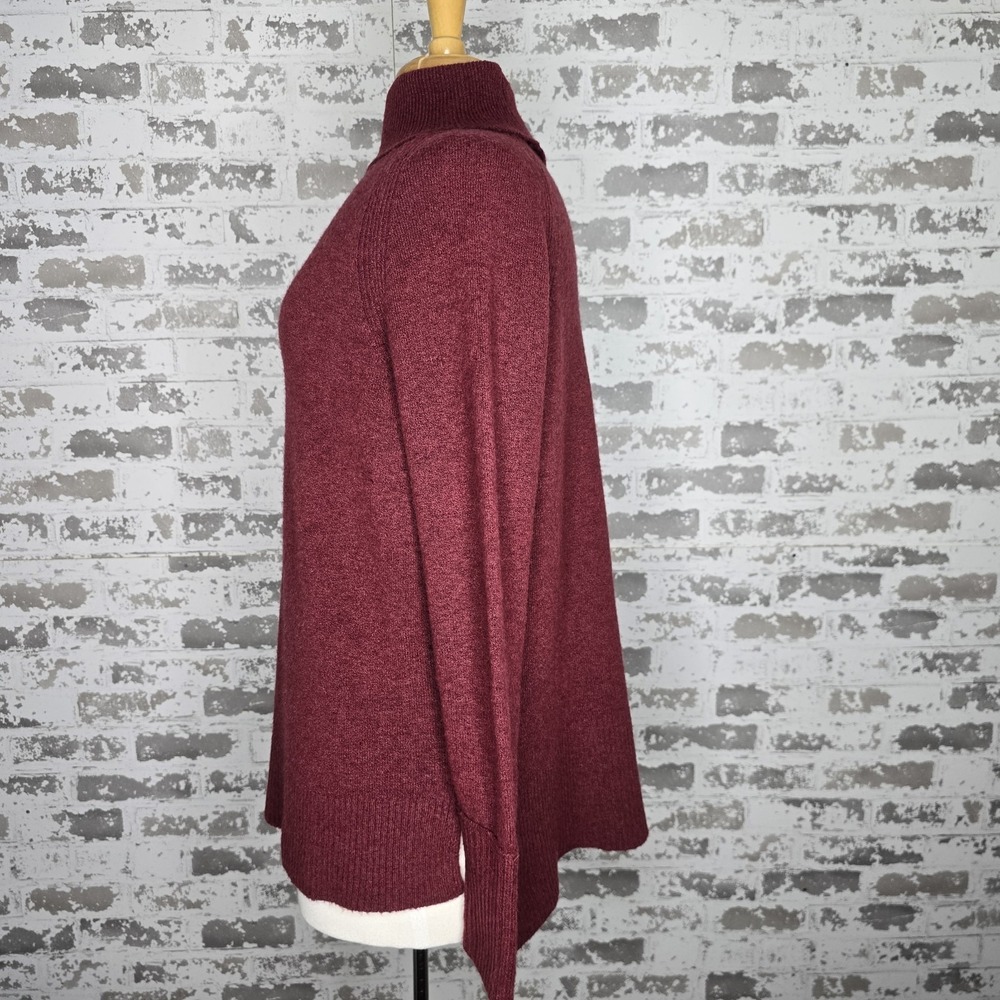 J Crew Sweater Womens Small Maroon Turtleneck Side Slits‎ Supersoft Alpaca Yarn - Picture 7 of 15